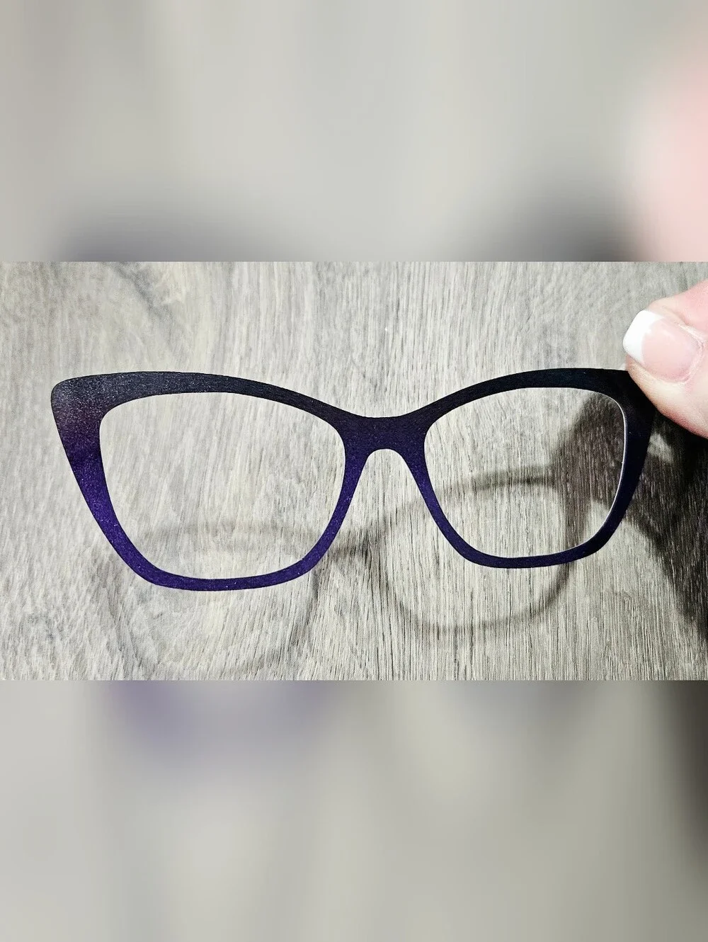 WANDA topper By Tasha's Top Frames Thin Metal Shimmer Black To Purple Ombre Top